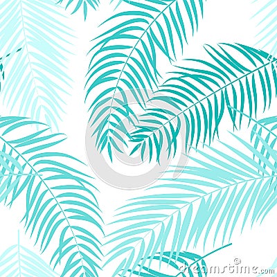 Beautiful Palm Tree Leaf Silhouette Seamless Pattern Background Vector Illustration