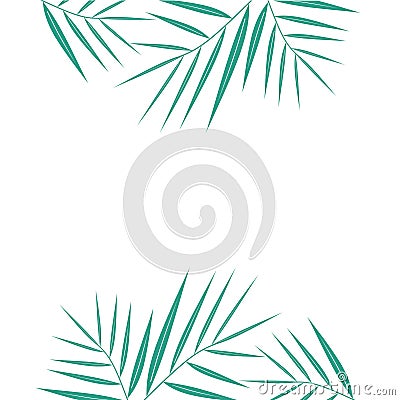 Beautiful palm tree leaf silhouette vector background illustration. Summer tropical palm tree leaves seamless pattern. Vector grun Cartoon Illustration