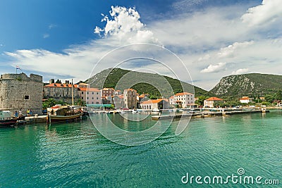 Beautiful panorama of the Mali Ston Town, Adriatic Sea, Croatia Editorial Stock Photo