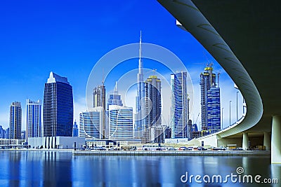 Beautiful panorama of modern and luxury Dubai city,United Arab Emirates Editorial Stock Photo