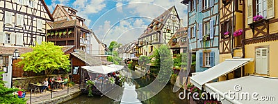 Beautiful panorama of old town Colmar, France. Stock Photo