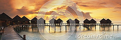 Beautiful panorama of tropical sunset Stock Photo