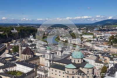 Beautiful panorama of urban scenery in the City of Salzburg, Austria. Stock Photo