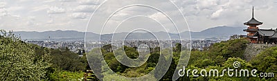 Beautiful panoramic view of Kyoto from Kiyomizu-dera temple, Japan Editorial Stock Photo