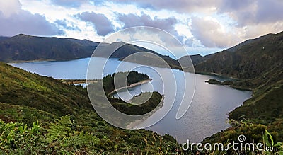 Beautiful panoramic view of Lagoa do Fogo, Lake of Fire, in SÃ£o Miguel Island, Azores Stock Photo