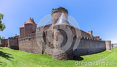 Beautiful panoramic view of the Medieval City of Carcassonne in the Aude in France Stock Photo