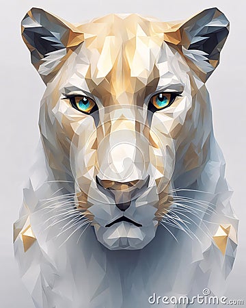 Beautiful Panther with White and Gold Coat Stock Photo