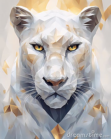 Beautiful Panther with White and Gold Coat Stock Photo