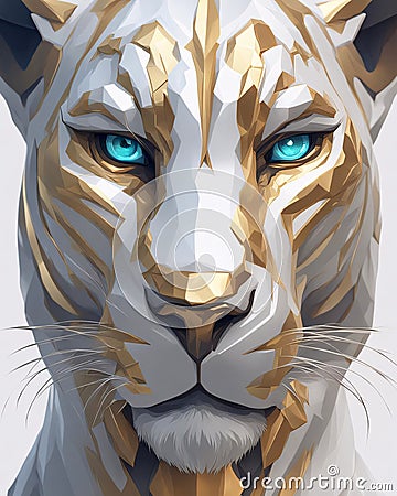 Beautiful Panther with White and Gold Coat Stock Photo