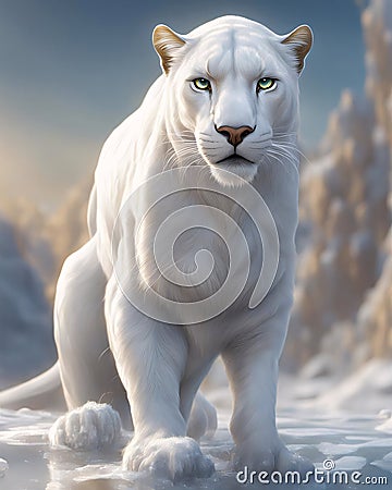 Beautiful Panther with White and Gold Coat Stock Photo