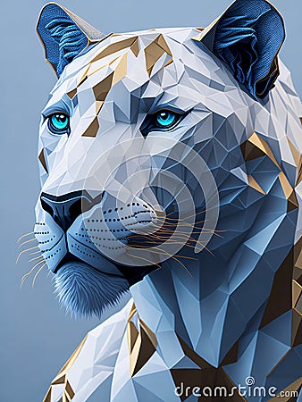 Beautiful Panther with White and Gold Coat Stock Photo