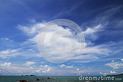 Beautiful paradise island blue sky and green sea view landscape Stock Photo
