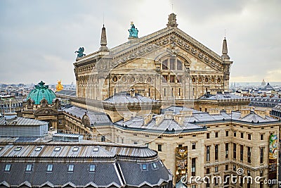 Beautiful Parisian skyline with Opera Garnier on a winter day Stock Photo