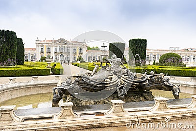 Beautiful park in the courtyard of national palace in Queluz, Portugal Editorial Stock Photo