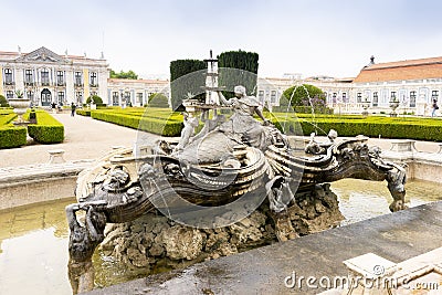 Beautiful park in the courtyard of national palace in Queluz, Portugal Editorial Stock Photo