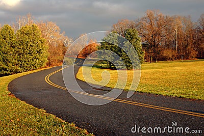 A beautiful park road Stock Photo