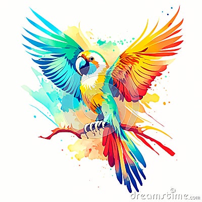 Beautiful parrot with colorful wings. Stock Photo