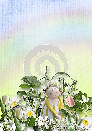 Beautiful pastel background with spring flowers Stock Photo