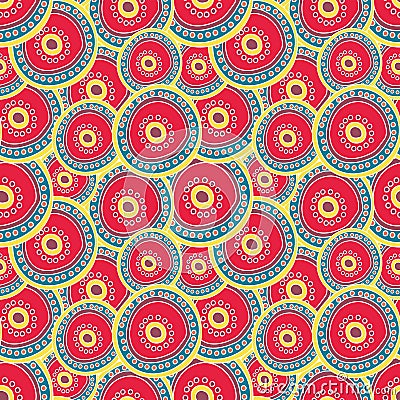 Bright crimson circles layering on each other. Vector Illustration