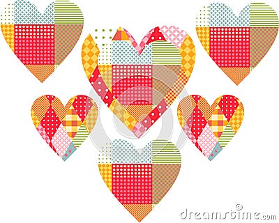 Beautiful patchwork hearts. Cute vector illustration Vector Illustration