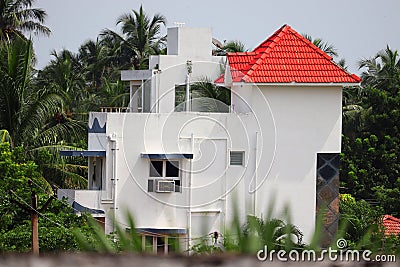 With Beautiful pattern design of the upper part of the house made of triangle shape Stock Photo