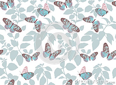 Beautiful pattern with flying butterflies. Stock Photo