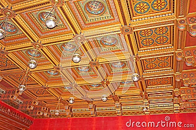 Beautiful patterns on the ceiling in Chernivtsi University Editorial Stock Photo