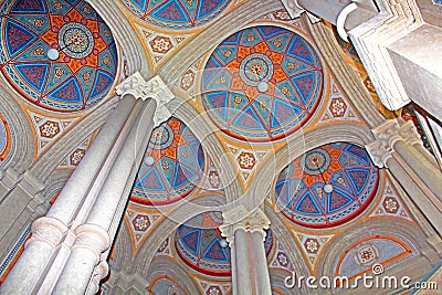 Beautiful patterns on the ceiling and colonnade in Chernivtsi University, Western Ukraine Editorial Stock Photo
