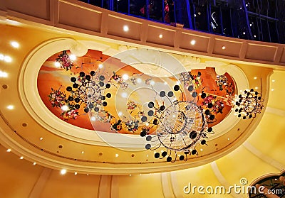 Beautiful patterns on the ceiling of the Las Vegas Casino in the United States Editorial Stock Photo