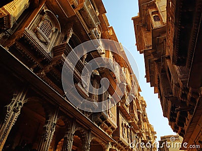 The beautiful Patwon ki Haveli palace made of yellow stonee Stock Photo