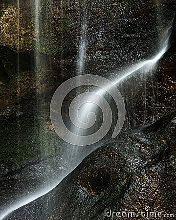 Beautiful peaceful long exposure waterfall detail intimate lands Stock Photo