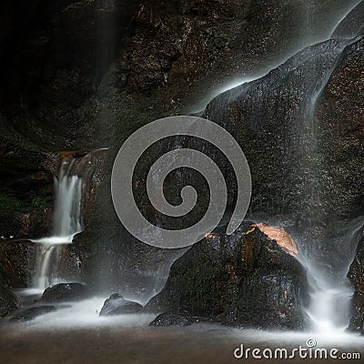 Beautiful peaceful long exposure waterfall detail intimate lands Stock Photo