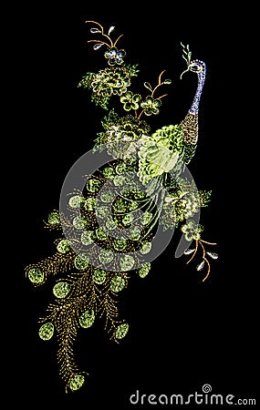 Beautiful peacock embroider Stock Photo