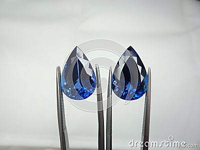 Beautiful pear shape gemstone Neelam Stone Natural Blue Sapphire Gemstone, Stock Photo