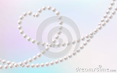 Beautiful pearl necklace in a shape of heart. Premium vector. Vector Illustration