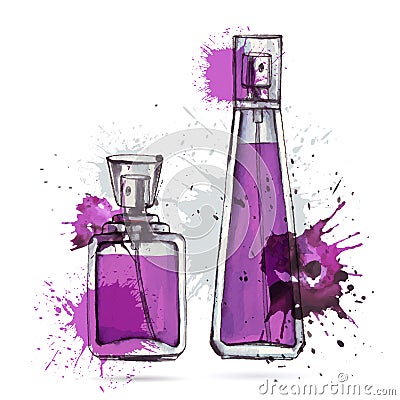 Beautiful perfume bottle. Vector Illustration