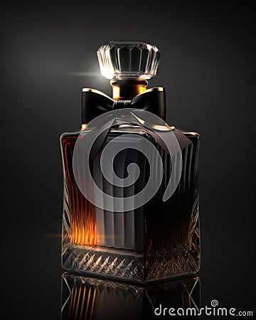 Crafted to Perfection: A Beautiful Perfume Bottle with Golden and Colorful Details, Made by Generative AI Stock Photo