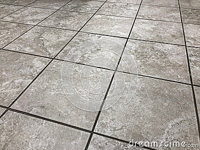 Prospective shot of the newly installed tile floor Stock Photo