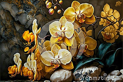 Beautiful Phalaenopsis orchid flowers. Home garden. Room interior decoration. design for wallpaper, banner, prints, invitation. Stock Photo