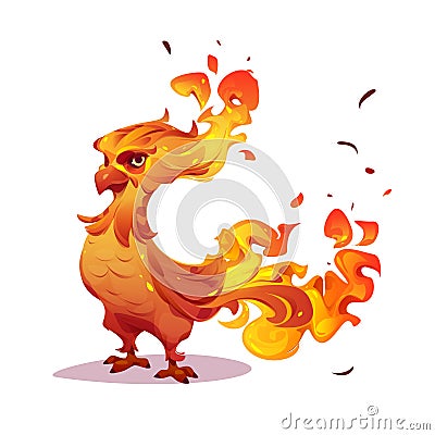 Beautiful phoenix, firebird, fenix character Vector Illustration