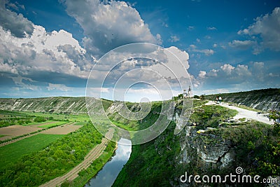 A beautiful photo from a height. A river and a church Stock Photo