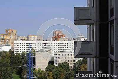 A beautiful photo of a modern sleeping area in Moscow. Editorial Stock Photo