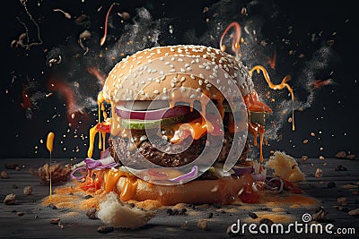 a beautiful photograph of a delicious burger. Generative AI Stock Photo