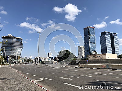 Israel. Empty Tel Aviv streets during Yom Kipur national holiday Editorial Stock Photo