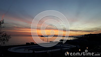 Beautiful photography of the sunset over the sea of Genova Editorial Stock Photo