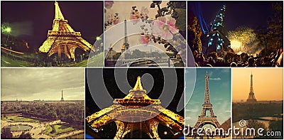 Beautiful photos of Paris. Eiffel tower - famous place and landmark of Paris Editorial Stock Photo