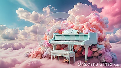 Beautiful piano the clouds fantasy Stock Photo