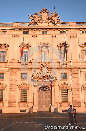 Beautiful Piazza del Quirinale in sunset light in Rome, Italy Editorial Stock Photo