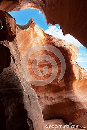 Beautiful picture features the stunning rock formation of Antelope Canyon in Arizona Stock Photo