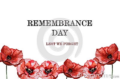 Beautiful picture of poppy flowers. Happy Remembrance Day Stock Photo